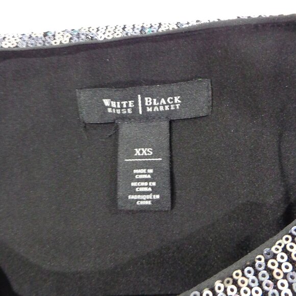 WHBM All Over Sequin Mini Dress Silver Gray Party Cocktail Stretch Size XXS - Picture 3 of 7